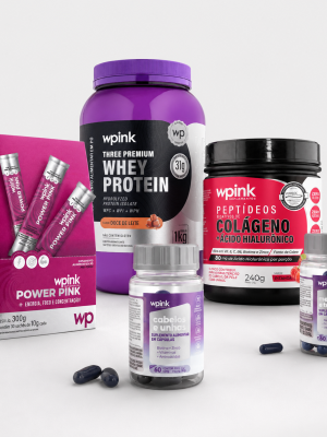 Kit Completo de Suplementos Wpink: Cabelos, Unhas, Treino, Sono, Colágeno e Whey