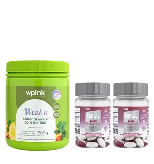 kit wesha chá verde e abacaxi + 2 ácidos hialurônicos