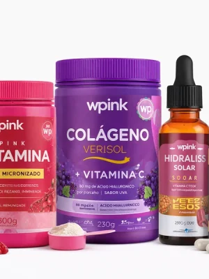 Kit WPink Beauty: Colágeno + Glutamina + Magnésio + Booster